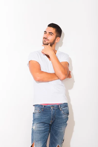 Handsome man in white tshirt — Stock Photo, Image