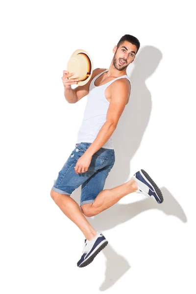 Hombre guapo en camiseta blanca — Foto de Stock