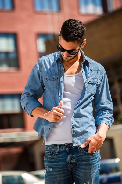 Handsome cool man outdoor — Stock Photo, Image