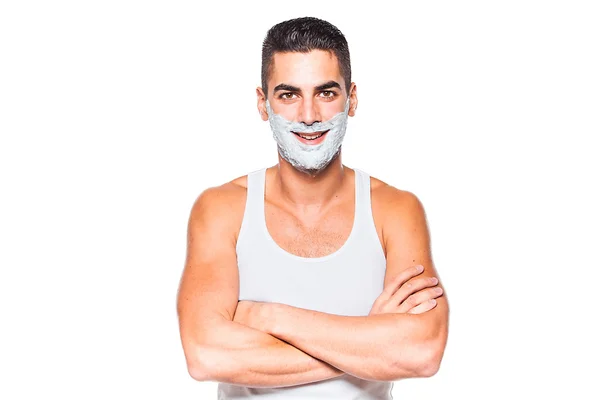 Handsome man with shaving cream — Stock Photo, Image