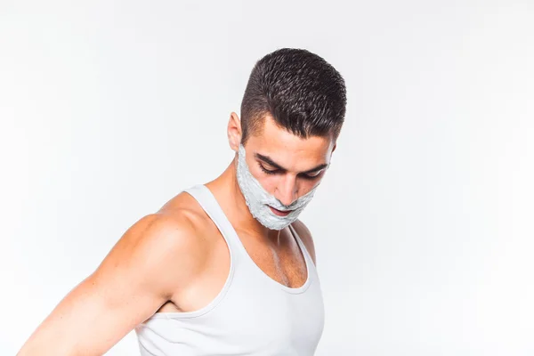 Handsome man with shaving cream — Stock Photo, Image