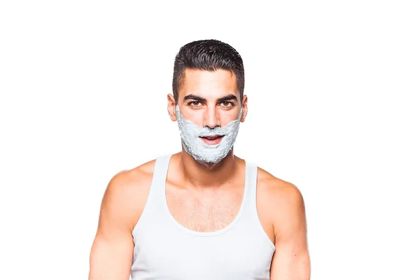 Handsome man with shaving cream — Stock Photo, Image