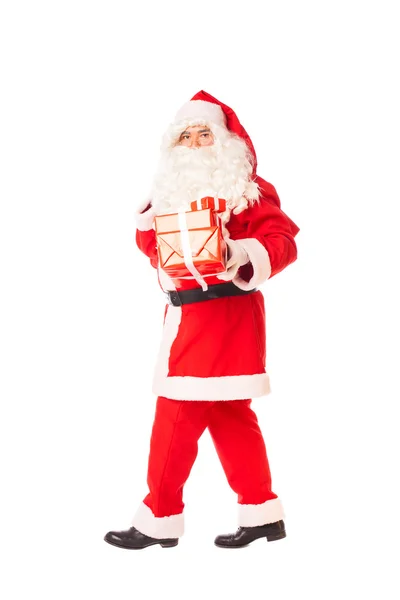 Santa claus holding his sack of gifts on white background — Stock Photo, Image