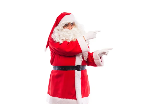 Papai Noel com presentes isolados em branco, com espaço de cópia — Fotografia de Stock