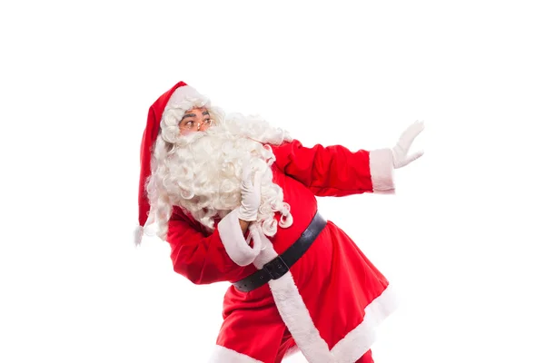 Santa claus with  on white, with copy space — Stock Photo, Image