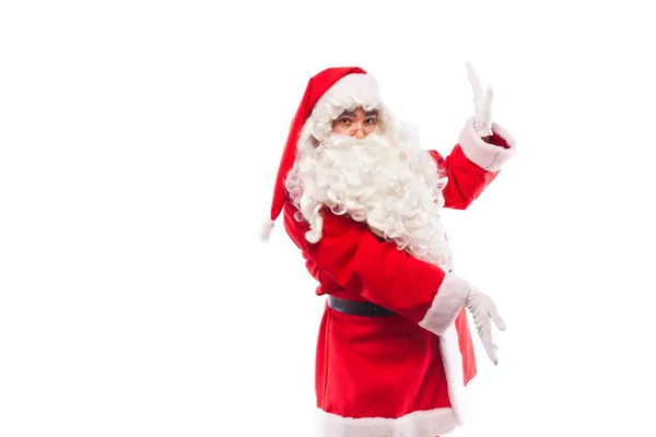 Santa claus with  on white, with copy space — Stock Photo, Image