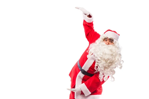 Santa claus with  on white, with copy space — Stock Photo, Image