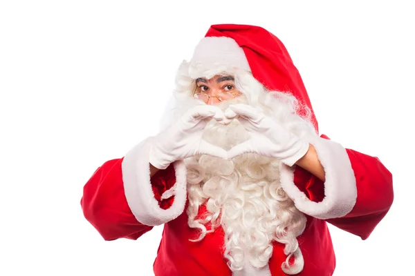 Santa claus con sobre blanco, con espacio para copiar — Foto de Stock