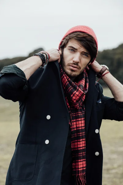 Cool boy on country road — Stock Photo, Image