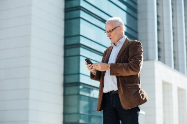 Dışarıda yetişkin kişi gri saçlı şık giyinmiş