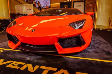 Bangkok, Tayland 13 Temmuz 2015 - Turuncu Lamborghini 'yi yakın çekim