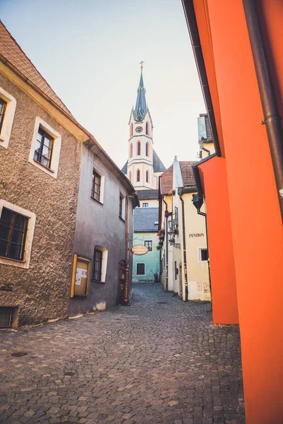 Cesky Krumlov Tsjechië Aug 2019 Smalle Oude Straat Naar Oude — Stockfoto