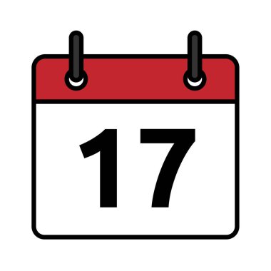Düz takvim günü simgesi 17 numara. Planlayıcı, anımsatma, zamanlama ve son tarih kavramları için asgari vektör tarih sembolü