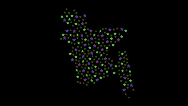 Bangladesh Mapa Fondo Con Estrellas Colores Diferentes Tamaños Vídeo — Vídeo de stock