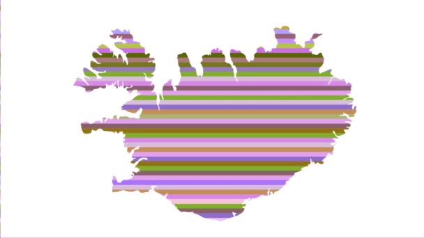 Исландский Контур Карты Фона Вертикальные Ряды Цветов Изменить Тон Петли — стоковое видео