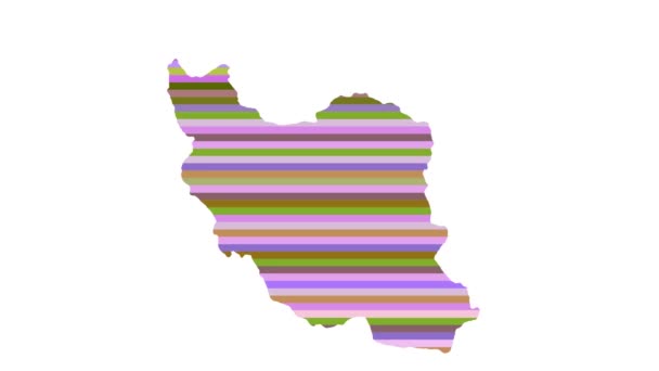 Írán Obrys Mapa Pozadí Vertikální Řádky Barev Změnit Tón Smyčka — Stock video