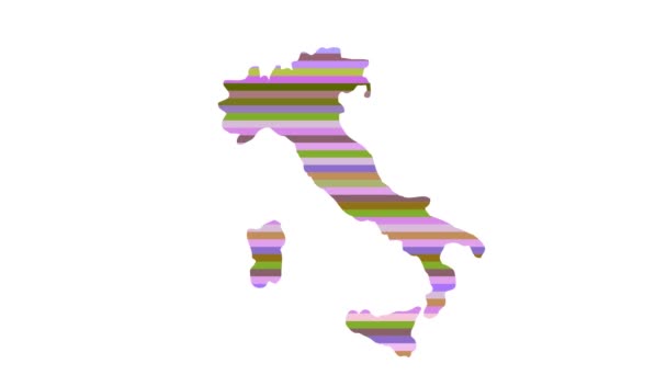 Italia Contorno Mapa Fondo Vertical Filas Colores Cambiar Tono Bucle — Vídeos de Stock