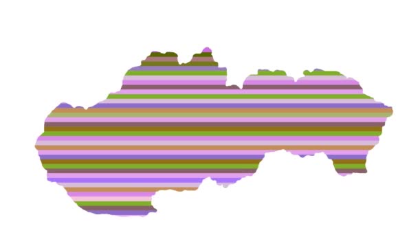 Slovakya Haritası Arka Planı 100 Dikey Renk Dizisi Döngü Görüntüsünü — Stok video