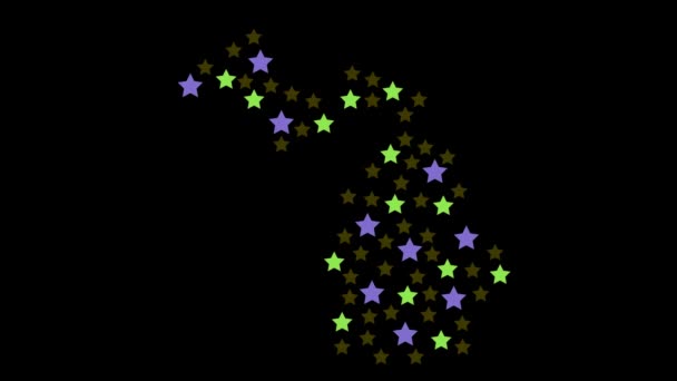 密歇根州的地图背景 彩色恒星的不同尺寸视频 — 图库视频影像