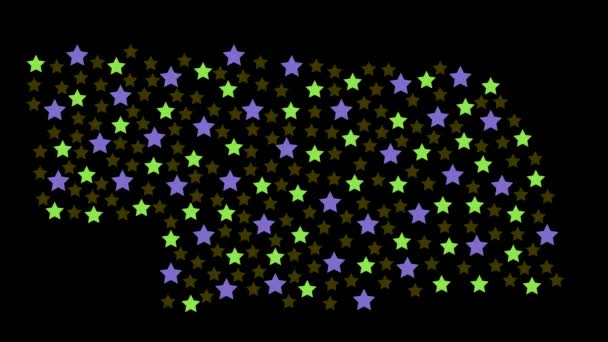 内布拉斯加州美国地图背景 彩色恒星大小不同 — 图库视频影像