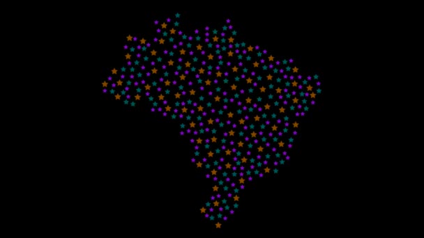 Brazilská Mapa Pozadí Barevnými Hvězdami Různých Velikostí Videa — Stock video