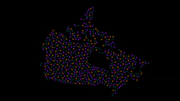 Canadá Mapa Fondo Con Estrellas Colores Diferentes Tamaños Vídeo — Vídeo de stock