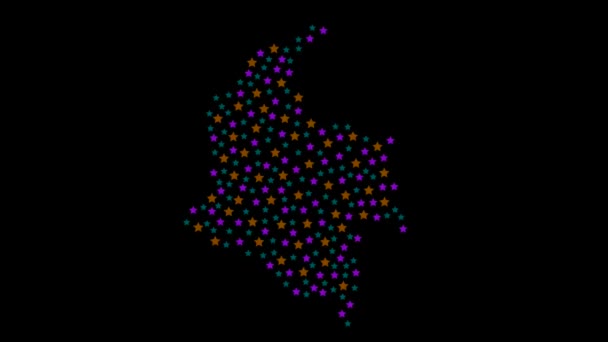 Columbia Mapa Fondo Con Estrellas Colores Diferentes Tamaños Vídeo — Vídeo de stock