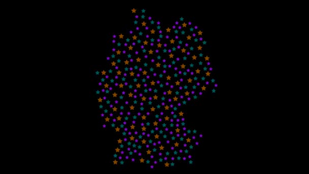 Fondo Mapa Alemán Con Estrellas Colores Diferentes Tamaños Vídeo — Vídeo de stock