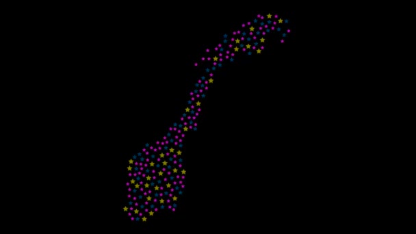 Norvège Fond Avec Des Étoiles Colorées Différentes Tailles Vidéo — Video