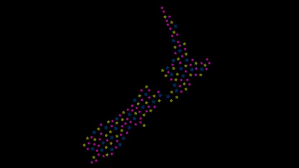 新西兰背景 有不同尺寸的彩色恒星视频 — 图库视频影像