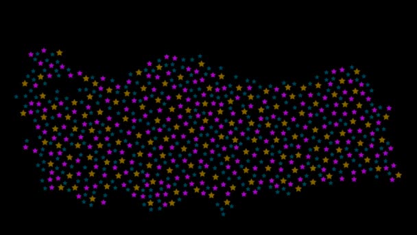 Turkije Kaart Achtergrond Met Gekleurde Sterren Van Verschillende Grootte Video — Stockvideo