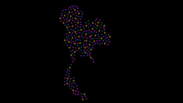 Tailandia Mapa Fondo Con Estrellas Colores Diferentes Tamaños Vídeo — Vídeo de stock