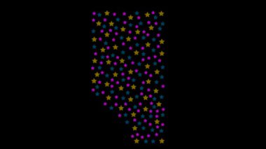 Kanada 'nın Alberta ili harita arkaplanı farklı boyutlardaki renkli yıldızlarla