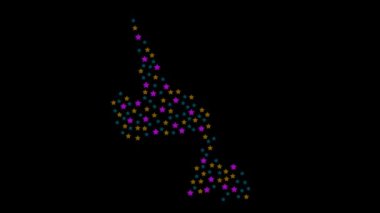 Kanada 'nın Newfoundland ve Labrador eyaletleri farklı boyutlardaki renkli yıldızlarla harita arka planı