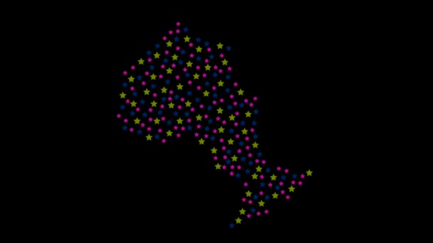 Ontario Provinsen Canada Kartbakgrunn Med Fargede Stjerner Ulik Størrelse Video – stockvideo