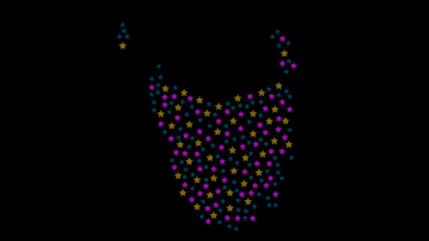 Tasmânia Mapa Estado Australiano Fundo Com Estrelas Coloridas Diferentes Tamanhos — Vídeo de Stock