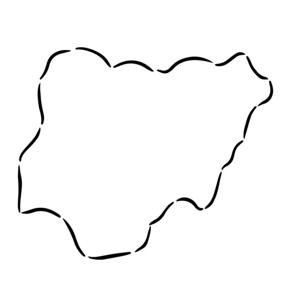 Nigeria Contour Carte Pays Faite Par Les Coups Pinceau Illustration — Photo