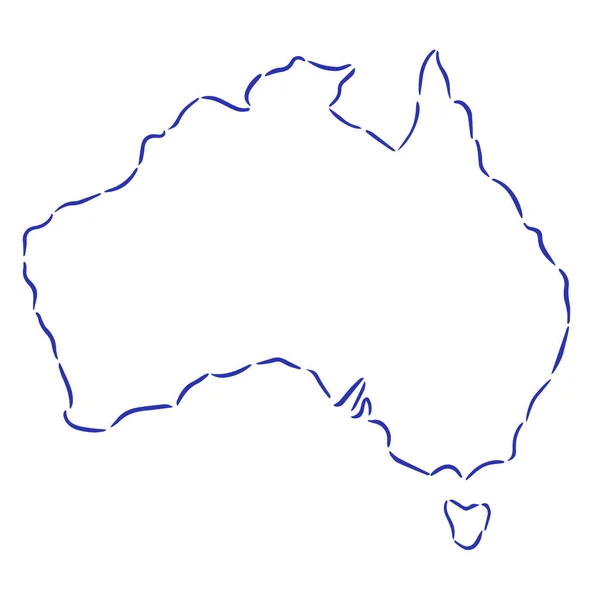 Australien Kontur Land Karta Som Gjorts Stroke Penseln Illustration — Stockfoto