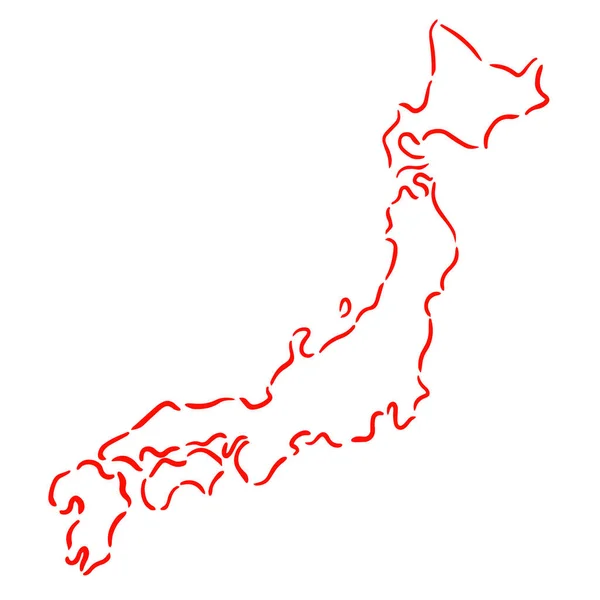 Japan Contour Country Map Made Strokes Brush Illustration — Stock Photo, Image