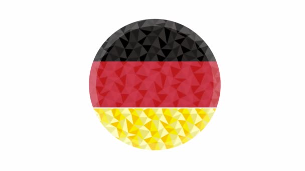 圆形徽章或按钮德国低多国旗与照明边缘动画视频 — 图库视频影像