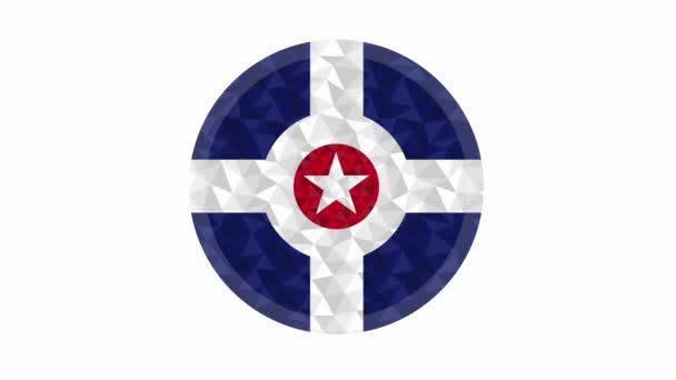 Badge Button Indianapolis Low Poly Flag Lightening Edge Animated Video — Stock Video