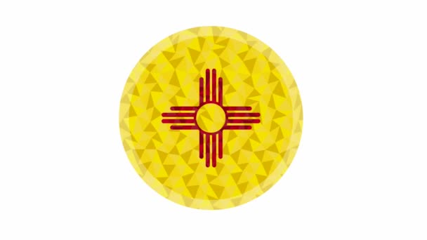 Badge Button New Mexico State Low Poly Flag Lightening Edge — Stock Video