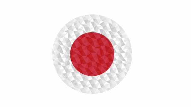 Emblema Redondo Botão Japão Baixo Poli Bandeira Com Relâmpago Borda — Vídeo de Stock