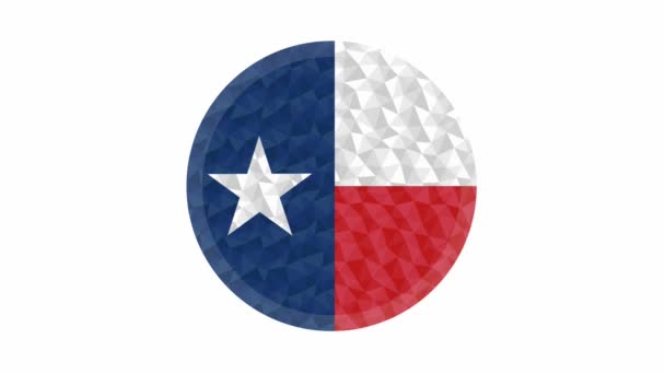 Okrągła Odznaka Lub Przycisk Texas Stany Zjednoczone Low Poly Flag — Wideo stockowe
