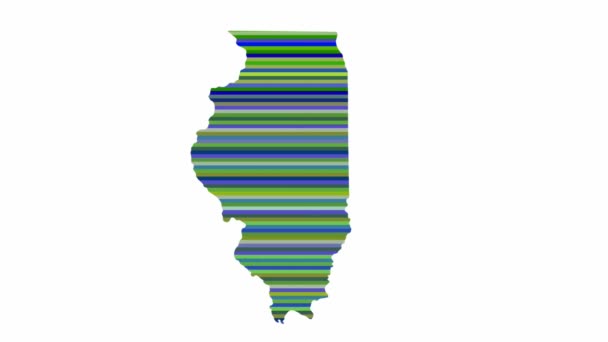 Illinois Usa Stát Obrys Mapa Pozadí Svislé Řádky Barev Změnit — Stock video