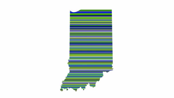 Indiana Stany Zjednoczone Kontur Mapa Tło Pionowe Rzędy Kolorów Zmienić — Wideo stockowe