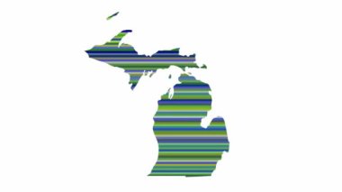 Michigan ABD eyalet kontur haritası arka plan dikey renk satırları ton döngülü videoyu değiştirir
