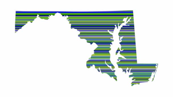 Maryland Ηπα Κατάσταση Περίγραμμα Χάρτη Φόντο Κάθετες Σειρές Χρωμάτων Αλλαγή — Αρχείο Βίντεο