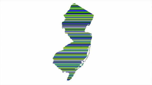 New Jersey Ηπα Κατάσταση Περίγραμμα Χάρτη Φόντο Κάθετες Σειρές Χρωμάτων — Αρχείο Βίντεο
