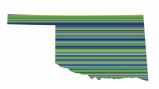 Контурная Карта Штата Оклахома Вертикальные Ряды Цветов Меняют Тон Зацикленного — стоковое видео